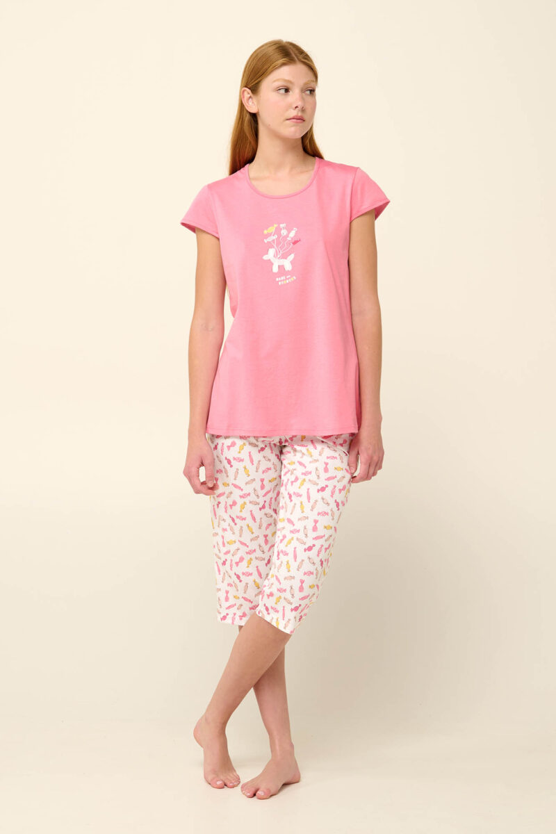 pijama de damă cu mânecă scurtă
